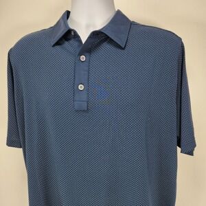 FootJoy FJ Mens L Navy Blue White Micro Dot Golf Polo Shirt Stretch Performance
